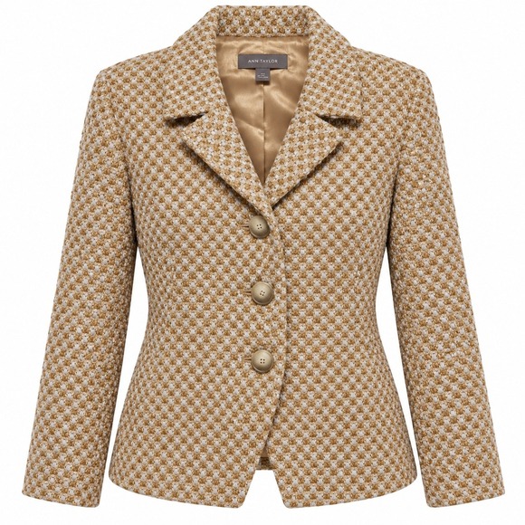 Ann Taylor Jackets & Blazers - Ann Taylor Old Money Wool Tweed Blazer Womens 4 Light Academia Preppy Officecore